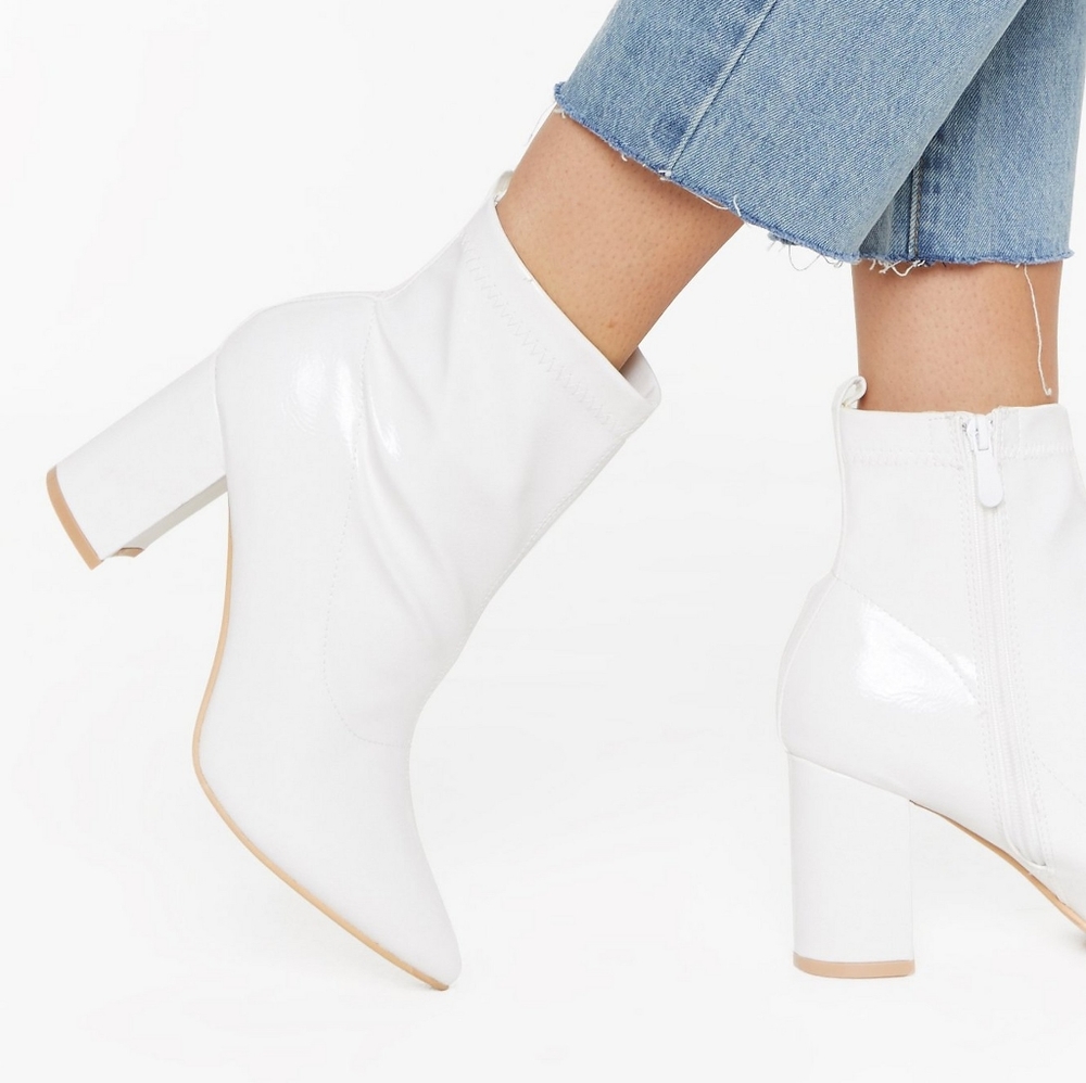 NWT Faux Leather Heeled Booties